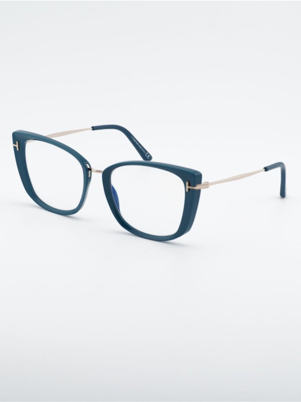 Tom Ford FT5816-B 089 Eyeglasses Teal 53mm Cat Eye Frame, Blue Light Block